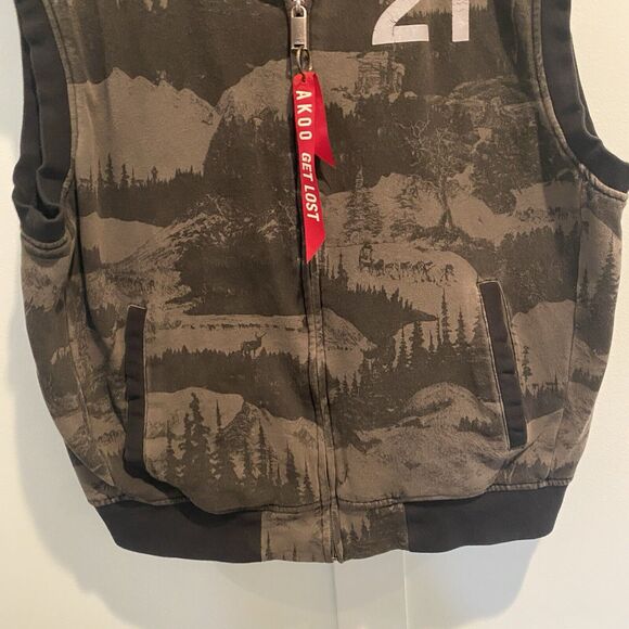 Akoo Brand Jacket Vest Men XXL Green Camo Full Zip White Mtn Summit 1980 #21 - Picture 5 of 16